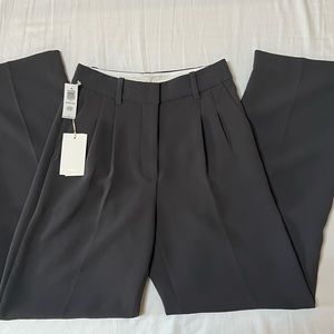 Aritzia Wilfred Effortless Pants Trousers Wide Leg Elegant Charcoal 2